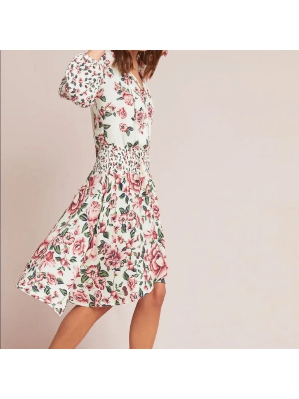 Anthropologie Farm Rio Anabela Floral
Smocked Mini Dress - Picture 1 of 9